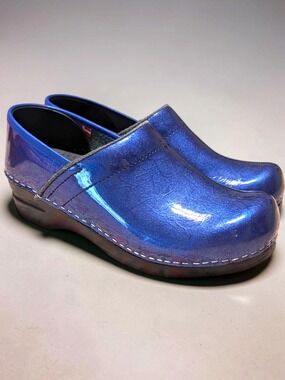 Sanita Blue Metallic Clogs Women's Size 38